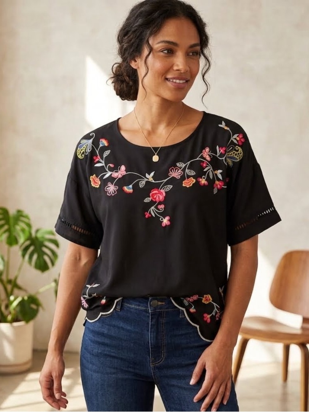 Oversized “Fiesta” Heavily Embroidered XL Ladies Fun Top. Boho Style